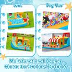 FBSPORT Inflatable Bounce House Water Slide, Bounce House for Kids with Toy Market Stand Splash Pool Bouncer Climbing Wall Water Gun Ball Dart, Bouncy Castle W/620W Blower for Outdoor Indoor, Red