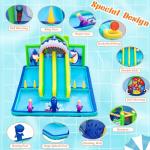 FBSPORT Inflatable Bounce House Water Slide Park, Double Slide Bouncer Castle with 550W Air Blower, Climbing Wall, Jumping Area, Toss Rings, Basketball, Splash, Bouncy House for Backyard Outdoor