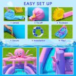 Easyair Inflatable Bounce House Water Slide Combo, Blow Up Water Slides for Backyard, Kids Jumper with Climbing Wall, Basketball Hoop, Splash Pool with Blower