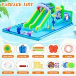 FBSPORT Inflatable Bounce House Water Slide Park, Double Slide Bouncer Castle with 550W Air Blower, Climbing Wall, Jumping Area, Toss Rings, Basketball, Splash, Bouncy House for Backyard Outdoor