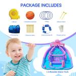 Easyair Inflatable Bounce House Water Slide Combo, Blow Up Water Slides for Backyard, Kids Jumper with Climbing Wall, Basketball Hoop, Splash Pool with Blower