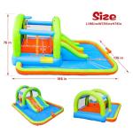 WELLFUNTIME Inflatable Jumping Castle with Blower, and Bouncy House with Double Slide with Basketball Ring, Jumping Area for 3 Kids