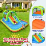 WELLFUNTIME Inflatable Jumping Castle with Blower, and Bouncy House with Double Slide with Basketball Ring, Jumping Area for 3 Kids
