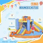 Outsunny Inflatable Water Slide, Kids Bounce House Water Park with Pool, Climbing Wall, Water Cannon, Dual Slides, Trampoline, 5-in-1 Bouncy Castle with Air Blower for Outdoor Indoor Backyard Fun