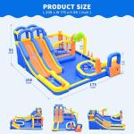 WELLFUNTIME Inflatable Bounce House with Blower, Jumping Castle with Triple Slide Park, Dartboard, 3 Slides, Ring Toss Game and Climbing Wall