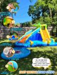 ROOJER Inflatable Water Slide Park for Kids Backyard 8-in-1 Blow Up Crocodile Spray Slide with 450W Blower, Splash Pool, Climbing Wall, Water Cannon, Basketball Hoop for Summer Outdoor Play Party Gift