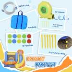 Outsunny Inflatable Water Slide, Kids Bounce House Water Park with Pool, Climbing Wall, Water Cannon, Dual Slides, Trampoline, 5-in-1 Bouncy Castle with Air Blower for Outdoor Indoor Backyard Fun