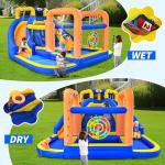 WELLFUNTIME Inflatable Double Jumping Castle with Blower, 171 x 160 x 90 inches Bounce House with Climbing Wall, Archery Dartboard Game and Basketball Hoop, Jumping Area