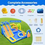 WELLFUNTIME Inflatable Bounce House with Blower, Jumping Castle with Triple Slide Park, Dartboard, 3 Slides, Ring Toss Game and Climbing Wall