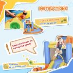 Outsunny Inflatable Water Slide, Kids Bounce House Water Park with Pool, Climbing Wall, Water Cannon, Dual Slides, Trampoline, 5-in-1 Bouncy Castle with Air Blower for Outdoor Indoor Backyard Fun