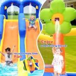 WELLFUNTIME Inflatable Bounce House with Blower, Jumping Castle with Triple Slide Park, Dartboard, 3 Slides, Ring Toss Game and Climbing Wall