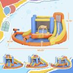 Outsunny Inflatable Water Slide, Kids Bounce House Water Park with Pool, Climbing Wall, Water Cannon, Dual Slides, Trampoline, 5-in-1 Bouncy Castle with Air Blower for Outdoor Indoor Backyard Fun
