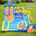 WELLFUNTIME Inflatable Bounce House with Blower, Jumping Castle with Triple Slide Park, Dartboard, 3 Slides, Ring Toss Game and Climbing Wall