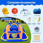 WELLFUNTIME Inflatable Double Jumping Castle with Blower, 171 x 160 x 90 inches Bounce House with Climbing Wall, Archery Dartboard Game and Basketball Hoop, Jumping Area