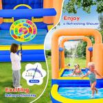 WELLFUNTIME Inflatable Double Jumping Castle with Blower, 171 x 160 x 90 inches Bounce House with Climbing Wall, Archery Dartboard Game and Basketball Hoop, Jumping Area