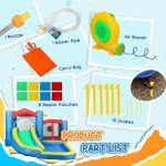 Qaba Inflatable Water Slide, Water Bounce House for Kids Outdoor Fun with Large Trampoline, Splash Pool, 550W Blower, Basketball Hoop, Dart Board, Jumping Castle Kids Backyard Party Gifts