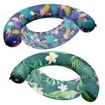 WERNNSAI Inflatable Pool Floats Chair for Adults, 2 Pack Tanning Float with Soft Fabric Covered, Stable Swimming Noodles Seats for Summer Pool Water Party Sea Beach Lake (Flamingo & Plant)