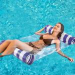 2-Pack Swimming Pool Float, Multi-Purpose Inflatable Pool Hammock (Saddle, Lounge Chair, Drifter), Water Hammock Lounge, (Navy Blue,Pink)