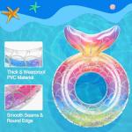 MoKo Inflatable Swimming Ring, Children Cute Pool Float Tube Decorations Swim Tubes Outdoor Pool Beach Water Floats Party Supplies Kids Floaties, Rainbow Silver Scales