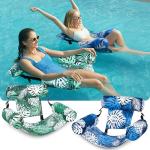 Sloosh Pool Floats Adult, 2 Packs Inflatable Pool Lounge Chairs,Blow up Hammock Pool Noodles Floats for Adults,Floating Water Chair for Pool Party Lake River Water Fun(Tropical Leaves-Green,Blue)