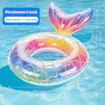 MoKo Inflatable Swimming Ring, Children Cute Pool Float Tube Decorations Swim Tubes Outdoor Pool Beach Water Floats Party Supplies Kids Floaties, Rainbow Silver Scales
