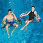 WERNNSAI Inflatable Pool Floats Chair for Adults, 2 Pack Tanning Float with Soft Fabric Covered, Stable Swimming Noodles Seats for Summer Pool Water Party Sea Beach Lake (Flamingo & Plant)