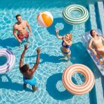 Junkin Inflatable Pool Floats Tube 33.64 Inch Swimming Ring for Adults Pool Beach Summer Outdoor Bachelorette Party Supply (Stripes Style,Purple, Orange, Green,6 Pcs)