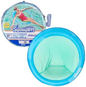 SwimWays Spring Float Premium Papasan Pool Lounger, Inflatable Pool Floats Adult with Fast Inflation for Ages 15 & Up, Sky Blue