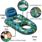 FindUWill Pool Floats Chairs Adult - 2 Pack 65'' x 42'' Large Pool Float Chairs, Inflatable Pool Lounger with Cup Phone Holder, Backrest, Footrest, Tanning Pool Lounge (Blue&Green)