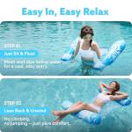 SLOOSH 2 Packs Tropical Leaves Hammock Pool Floats Adults, 4-in-1 Multi-Purpose Inflatable Pool Floats PVC Water Hammock Lounge Floaties (Blue&Pink)