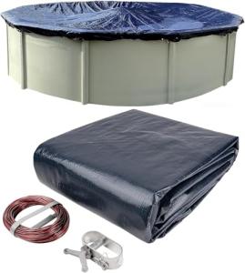 Winter Block 18’ ft. Round Pool Winter Cover for Above Ground Pools - 8-Year Warranty, Cold and UV Resistant, Weatherproof and Durable, Winch & Cable Included