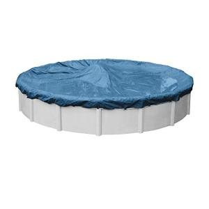 Robelle 24 ft Heavy Duty Blue Winter Pool Cover for Above Ground Pools, 4 ft Overlap (28 ft Cover Size), Solid 8 x 8 Scrim, 2.36 oz/yd2, 10-Year Warranty, Style: 3524-4