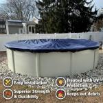 Winter Block 18’ ft. Round Pool Winter Cover for Above Ground Pools - 8-Year Warranty, Cold and UV Resistant, Weatherproof and Durable, Winch & Cable Included