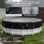 QH.HOME 18 ft Round Pool Cover,Solar Cover for Above Ground Pools - Black Oxford Fabric Heats Water, Blocks Leaves & Sun, Windproof Snug Fit with Patented Ratchet & Weight Rings