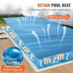 VEVOR Solar Pool Cover, 32 x 16 ft Rectangle Solar Blanket for Pools, 16 mil Solar Covers for Inground Above Ground Swimming Pool Solar, Blue