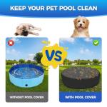 Tufmunb 63 inch Foldable Dog Pet Bath Pool Cover, Portable Round Collapsible Pool Cover with Oxford Cloth Material and Drawstring Design for Dog Pet Pool, Waterproof and Dustproof (Black)