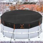 14Ft Round Pool Cover [2025 Upgraded Super Windproof] -Winter Pool Covers for Above Ground Framed Pools(Not for Steel Wall Pool), 500D One-Piece Tear Resistant Pool Cover with Quick Tightening Ratchet