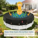 QH.HOME 18 ft Round Pool Cover,Solar Cover for Above Ground Pools - Black Oxford Fabric Heats Water, Blocks Leaves & Sun, Windproof Snug Fit with Patented Ratchet & Weight Rings
