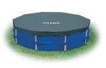 INTEX 28032E Pool Cover: for 15ft Round Metal Frame Pools – Includes Rope Tie – Drain Holes – 10in Overhang – Snug Fit