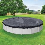 Robelle 24 ft Blue Winter Pool Cover for Above Ground Pools, 3 ft Overlap (27 ft Cover Size), Solid 7 x 7 Scrim, 2.2 oz/yd2, 8-Year Warranty, Style: 3624