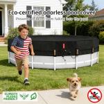 QH.HOME 18 ft Round Pool Cover,Solar Cover for Above Ground Pools - Black Oxford Fabric Heats Water, Blocks Leaves & Sun, Windproof Snug Fit with Patented Ratchet & Weight Rings