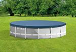 INTEX 28032E Pool Cover: for 15ft Round Metal Frame Pools – Includes Rope Tie – Drain Holes – 10in Overhang – Snug Fit