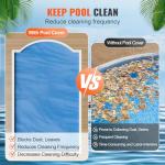 VEVOR Solar Pool Cover, 24 x 12 ft Rectangle Solar Cover 16 mil for Pools, Inground Above Ground Swimming Pool Solar Blanket with Bubble, Heat Retaining Solar Covers Blue