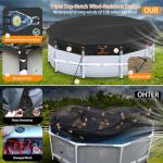 14Ft Round Pool Cover [2025 Upgraded Super Windproof] -Winter Pool Covers for Above Ground Framed Pools(Not for Steel Wall Pool), 500D One-Piece Tear Resistant Pool Cover with Quick Tightening Ratchet