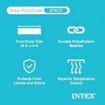 Intex Solar Pool Cover for 18' x 9' Rectangular Frame Outdoor Swimming Pools with Carrying Storage Bag, (Pool Cover Only), Blue
