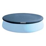 INTEX 28020E Pool Cover: For 8ft Round Easy Set Pools – Includes Rope Tie – Drain Holes – 12in Overhang – Snug Fit