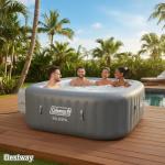 Coleman Hawaii 4 to 6 Person Inflatable Hot Tub, Square Energy-Efficient Portable Outdoor Spa with 140 AirJets, 71" x 28"