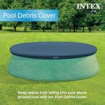 INTEX 28020E Pool Cover: For 8ft Round Easy Set Pools – Includes Rope Tie – Drain Holes – 12in Overhang – Snug Fit