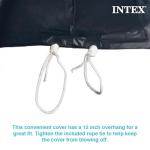 INTEX 28020E Pool Cover: For 8ft Round Easy Set Pools – Includes Rope Tie – Drain Holes – 12in Overhang – Snug Fit