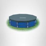 INTEX 28032E Pool Cover: for 15ft Round Metal Frame Pools – Includes Rope Tie – Drain Holes – 10in Overhang – Snug Fit